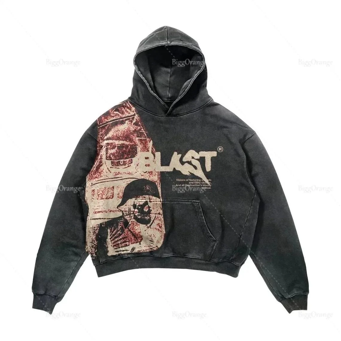 Autumn and Spring New Fashion Trend Print American Vintage Hoodie Men's Casual Loose Sports High Quality Plus Size Jacket M-6XL