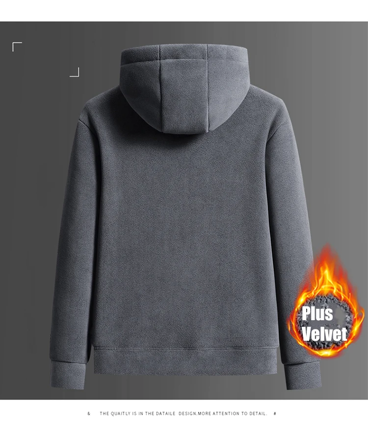 2024 Autumn Winter Fashion Black Men'S Hip Hop Long Sleeve Pullover Warm Velvet Hoodies Sweatshirt Clothes
