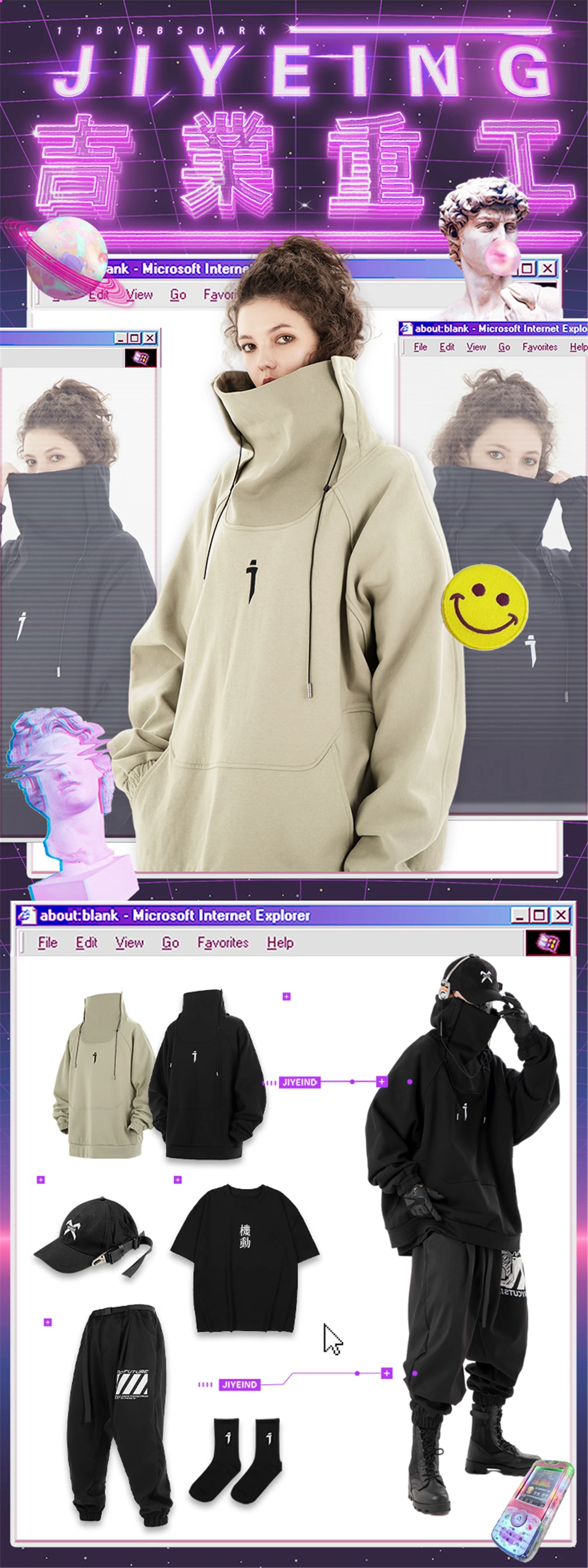 11 BYBB'S DARK 2023 Winter Fleece Turtleneck Sweatshirts Techwear Men Women Harajuku Tactical Functional Hoodie Hip Hop Pullover