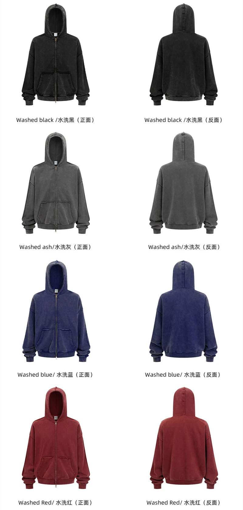ZODF Vintage Man's Batik Washed Fleece Zipper Hoodie Unisex Winter Warm Distressed Hooded Coat Pullovers Brand Clothing HY1146