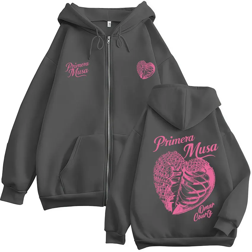 Omar Courtz Primera Musa Album Tour Zipper Hoodies Men Women Fashion Zip Up Hooded Sweatshirts Hip Hop Oversized Pullovers Coats