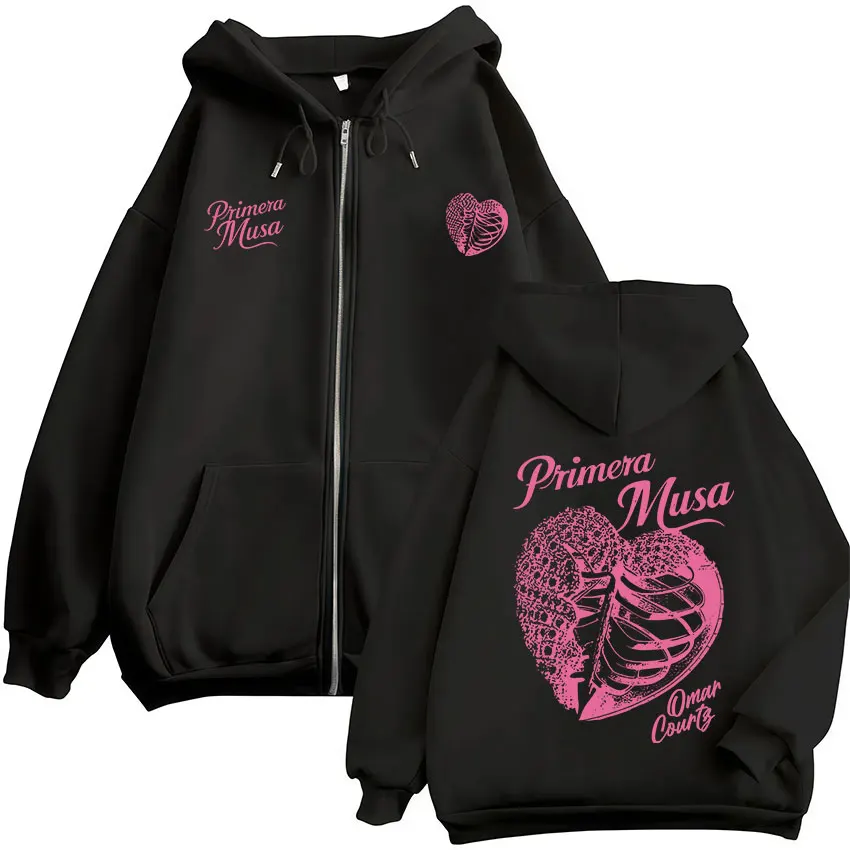 Omar Courtz Primera Musa Album Tour Zipper Hoodies Men Women Fashion Zip Up Hooded Sweatshirts Hip Hop Oversized Pullovers Coats
