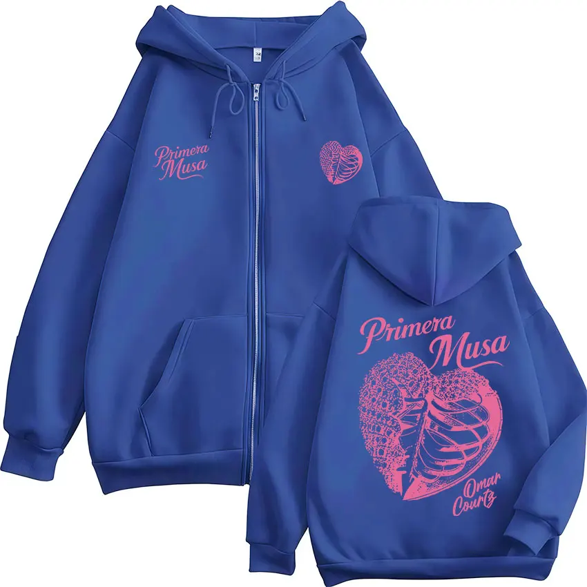 Omar Courtz Primera Musa Album Tour Zipper Hoodies Men Women Fashion Zip Up Hooded Sweatshirts Hip Hop Oversized Pullovers Coats