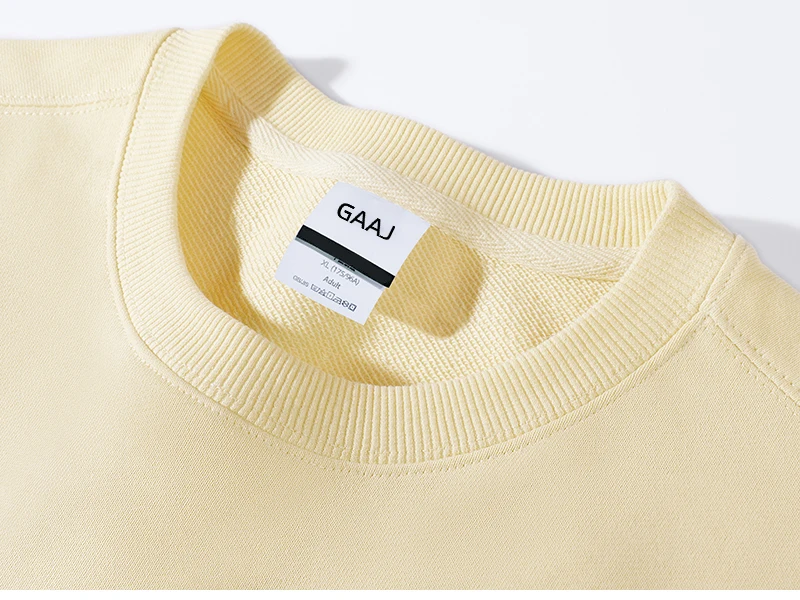 GAAJ 100% Cotton Sweatshirt Men Women,Brand Solid Streetwear,Autum Winter Long Sleeve Pullover,Quality Unisex Clothing,320Gsm
