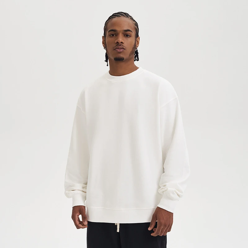 GAAJ 100% Cotton Sweatshirt Men Women,Brand Solid Streetwear,Autum Winter Long Sleeve Pullover,Quality Unisex Clothing,320Gsm