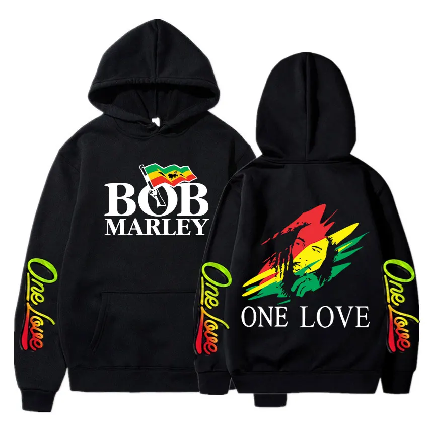 Rapper Bob Marley Hoodies Legend Reggae One Love Hooded Sweatshirts Men Women Fashion Long Sleeve Oversized Pullovers Streetwear