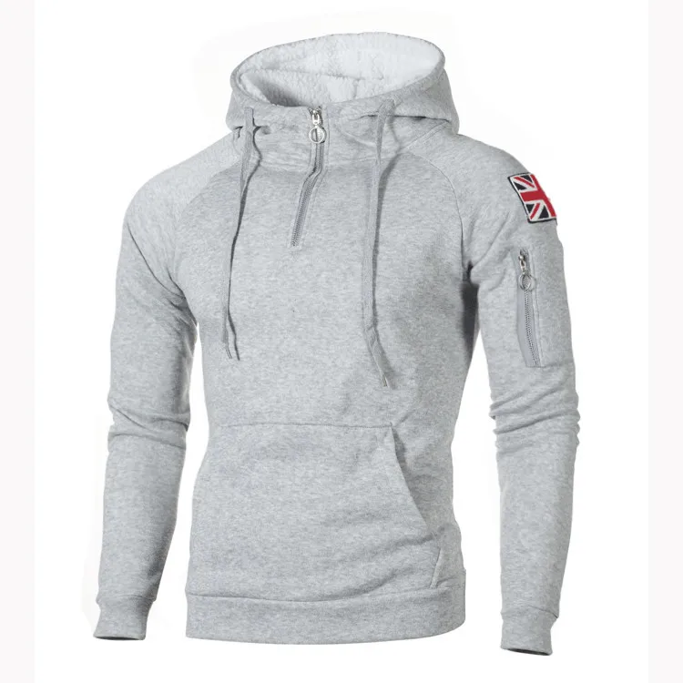 Men Hoodies Sweatshirts Fashion Zipper Long Sleeve Hooded Hoodie Mens Casual Hoody Outwear Hip Hop Streetwear Solid Hoodie Men