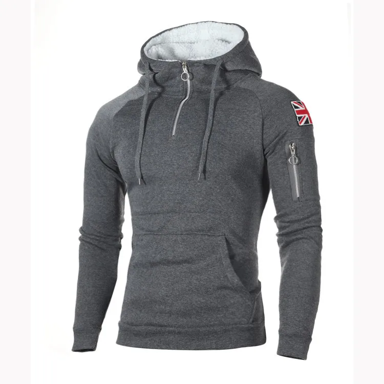 Men Hoodies Sweatshirts Fashion Zipper Long Sleeve Hooded Hoodie Mens Casual Hoody Outwear Hip Hop Streetwear Solid Hoodie Men