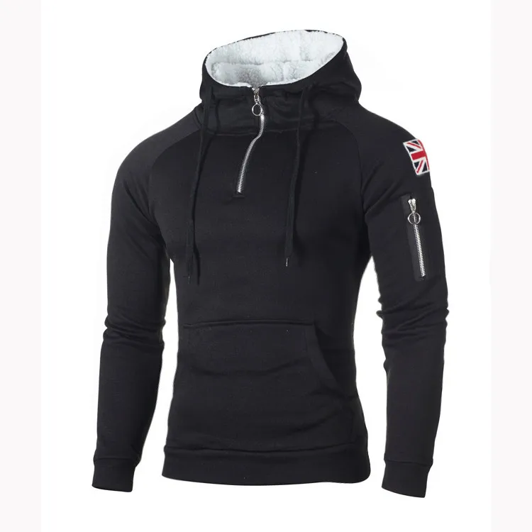 Men Hoodies Sweatshirts Fashion Zipper Long Sleeve Hooded Hoodie Mens Casual Hoody Outwear Hip Hop Streetwear Solid Hoodie Men