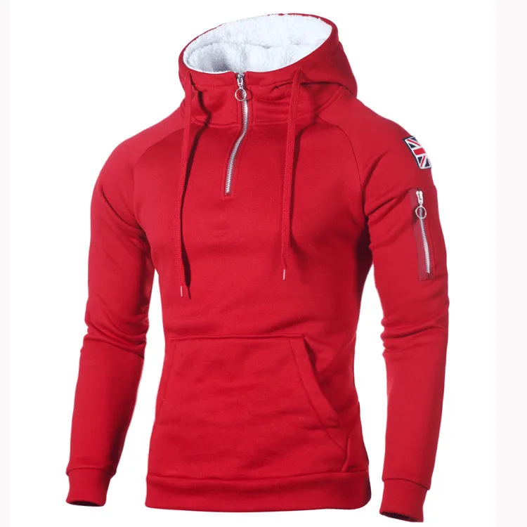 Men Hoodies Sweatshirts Fashion Zipper Long Sleeve Hooded Hoodie Mens Casual Hoody Outwear Hip Hop Streetwear Solid Hoodie Men