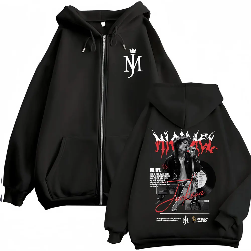 King of Pop Michael Jackson Bad Era Jacket Sweatshirts Men Women Hip Hop Pop Music Zip Up Hoodies Fashion Zipper Pullovers Coats