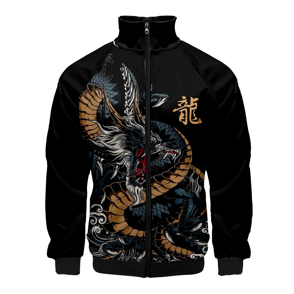 Coats Anime Dragon Cosplay Costume Hoodies 3D Printed Stand Collar Zipper Jacket Sportswear Sweatshirt