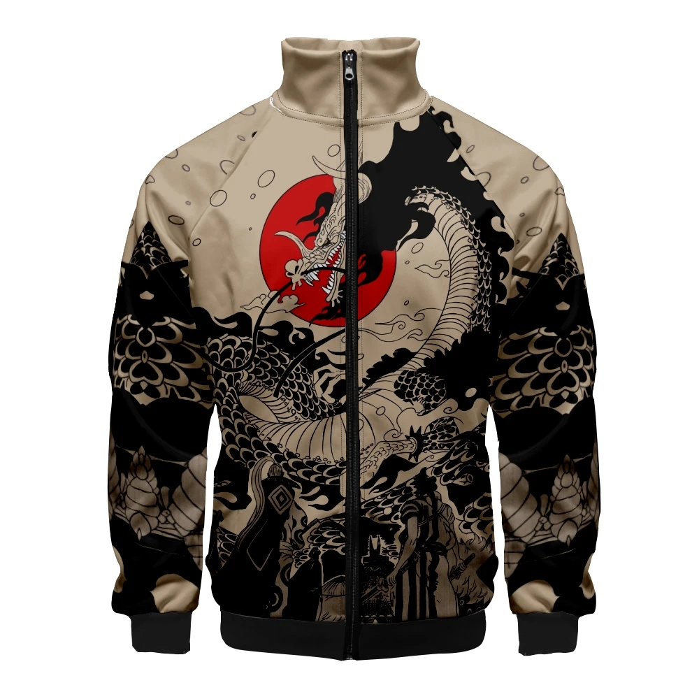 Coats Anime Dragon Cosplay Costume Hoodies 3D Printed Stand Collar Zipper Jacket Sportswear Sweatshirt