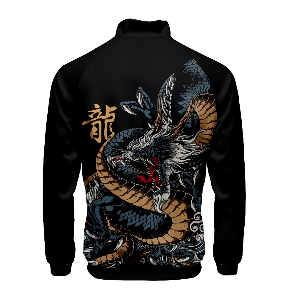 Coats Anime Dragon Cosplay Costume Hoodies 3D Printed Stand Collar Zipper Jacket Sportswear Sweatshirt