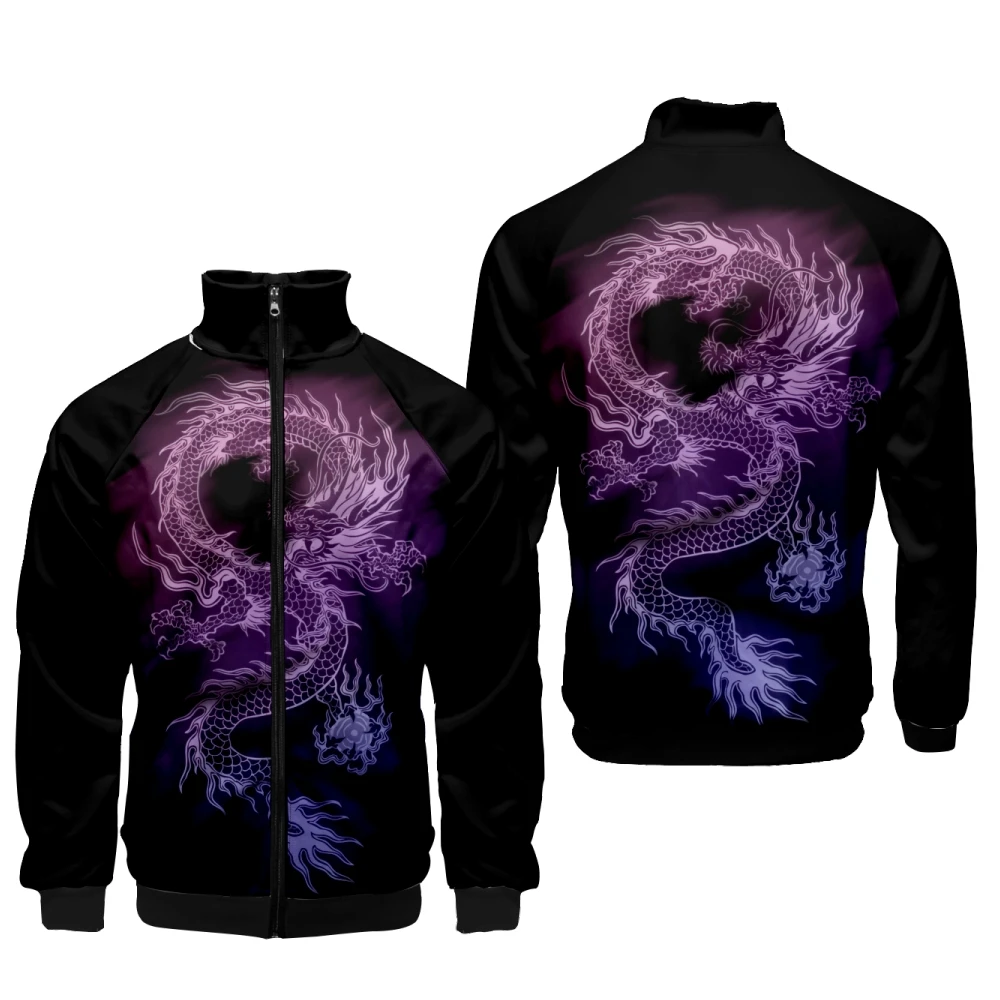 Coats Anime Dragon Cosplay Costume Hoodies 3D Printed Stand Collar Zipper Jacket Sportswear Sweatshirt