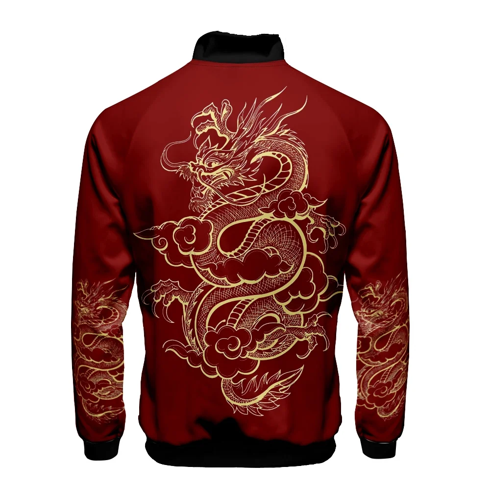 Coats Anime Dragon Cosplay Costume Hoodies 3D Printed Stand Collar Zipper Jacket Sportswear Sweatshirt