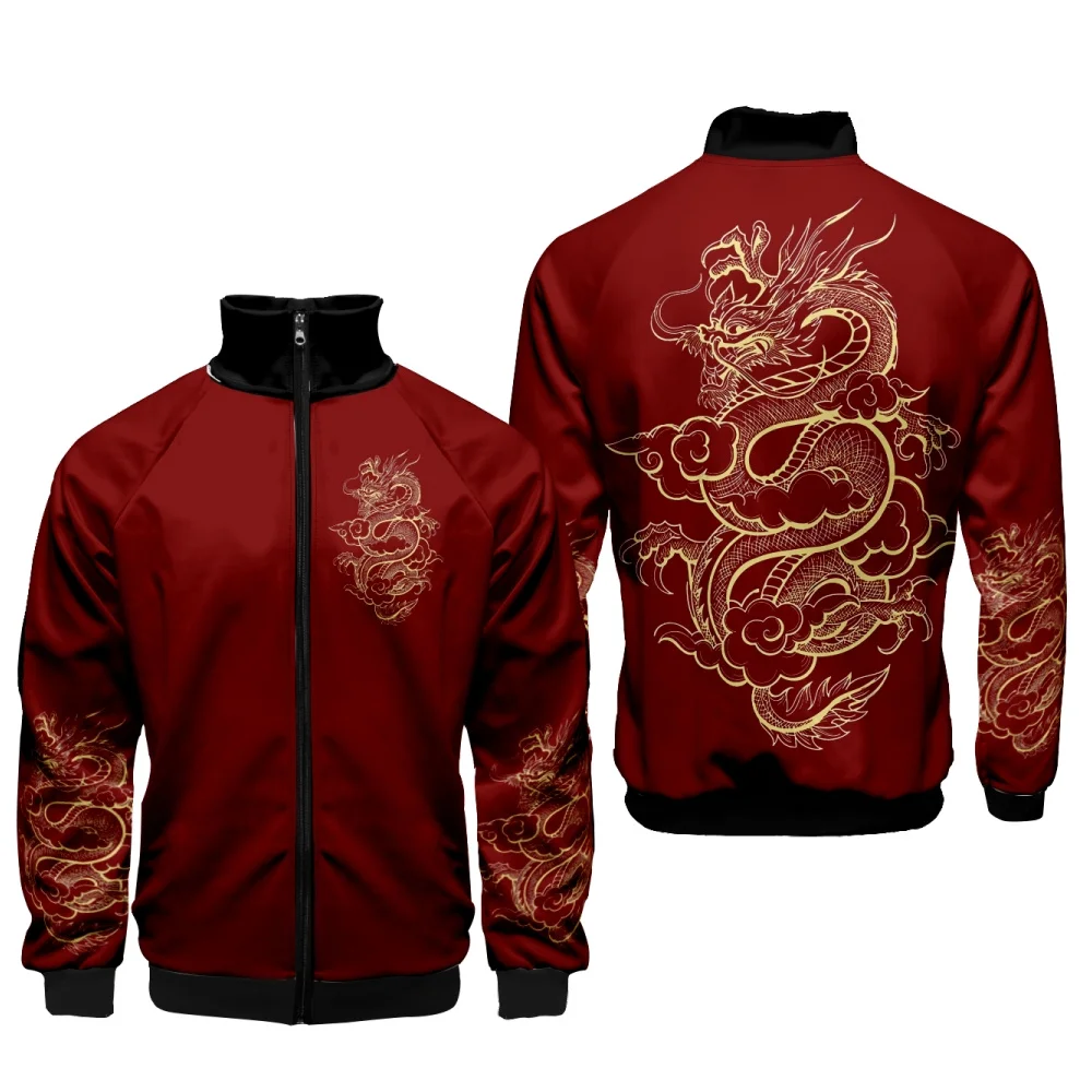 Coats Anime Dragon Cosplay Costume Hoodies 3D Printed Stand Collar Zipper Jacket Sportswear Sweatshirt
