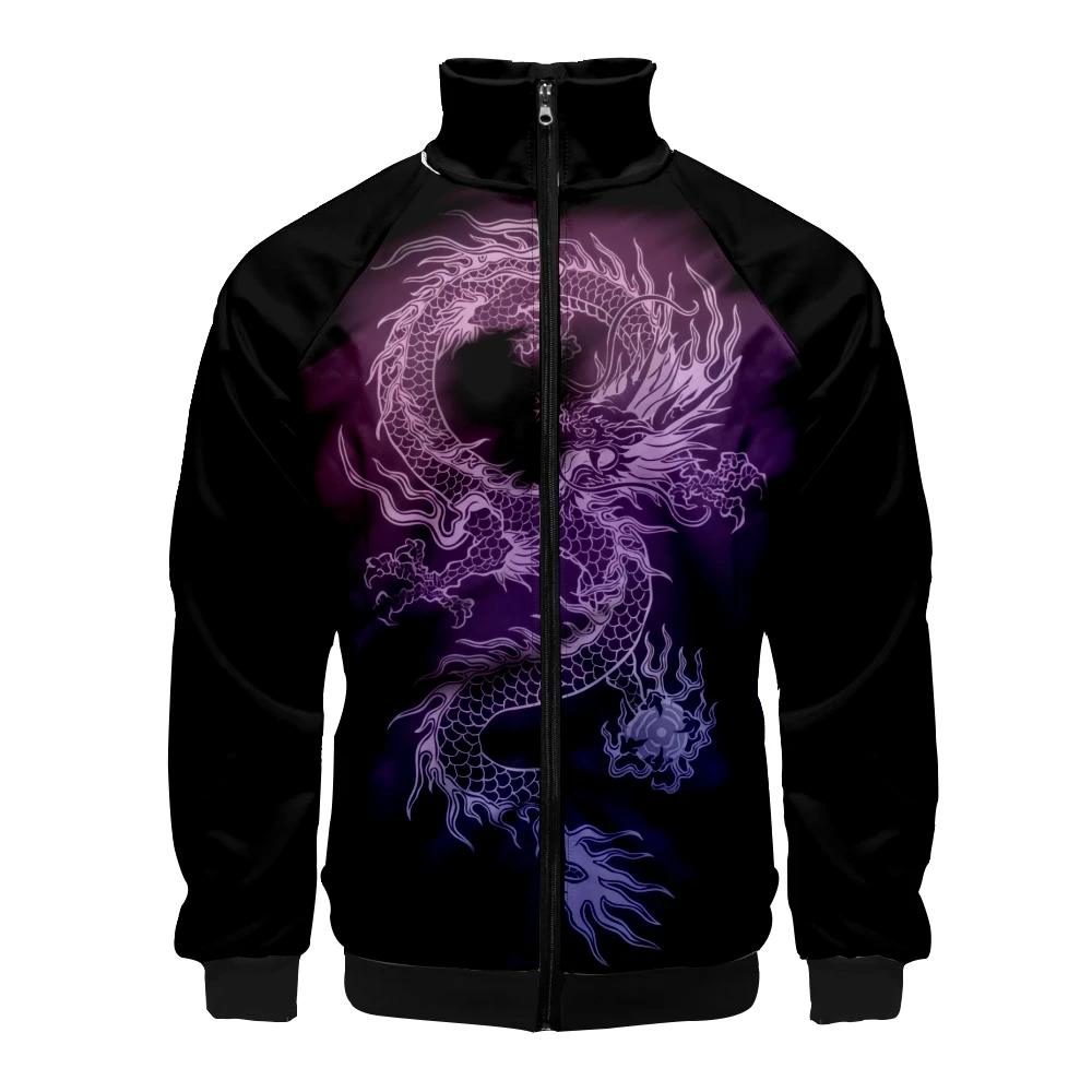 Coats Anime Dragon Cosplay Costume Hoodies 3D Printed Stand Collar Zipper Jacket Sportswear Sweatshirt