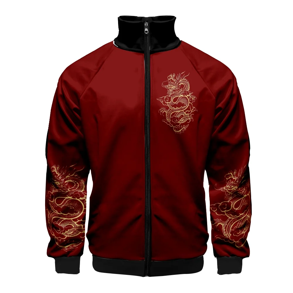 Coats Anime Dragon Cosplay Costume Hoodies 3D Printed Stand Collar Zipper Jacket Sportswear Sweatshirt