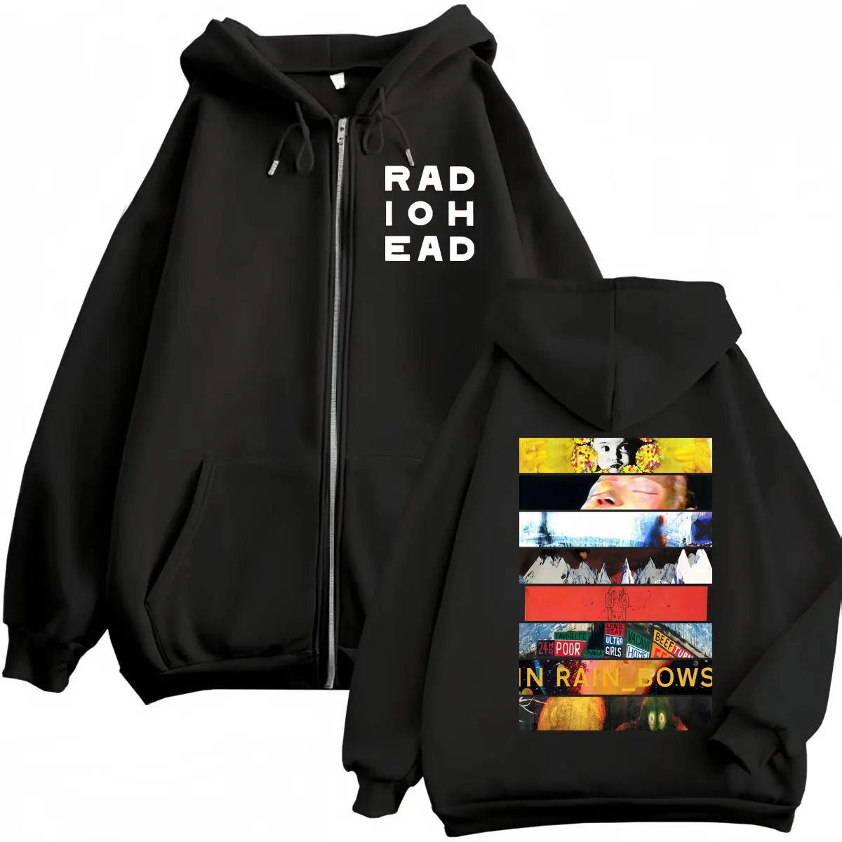 Rock Band Radiohead Album Graphic Zipper Hoodie Fashion Y2k Oversized Zip Up Pullovers Men Women Casual Long Sleeve Sweatshirts