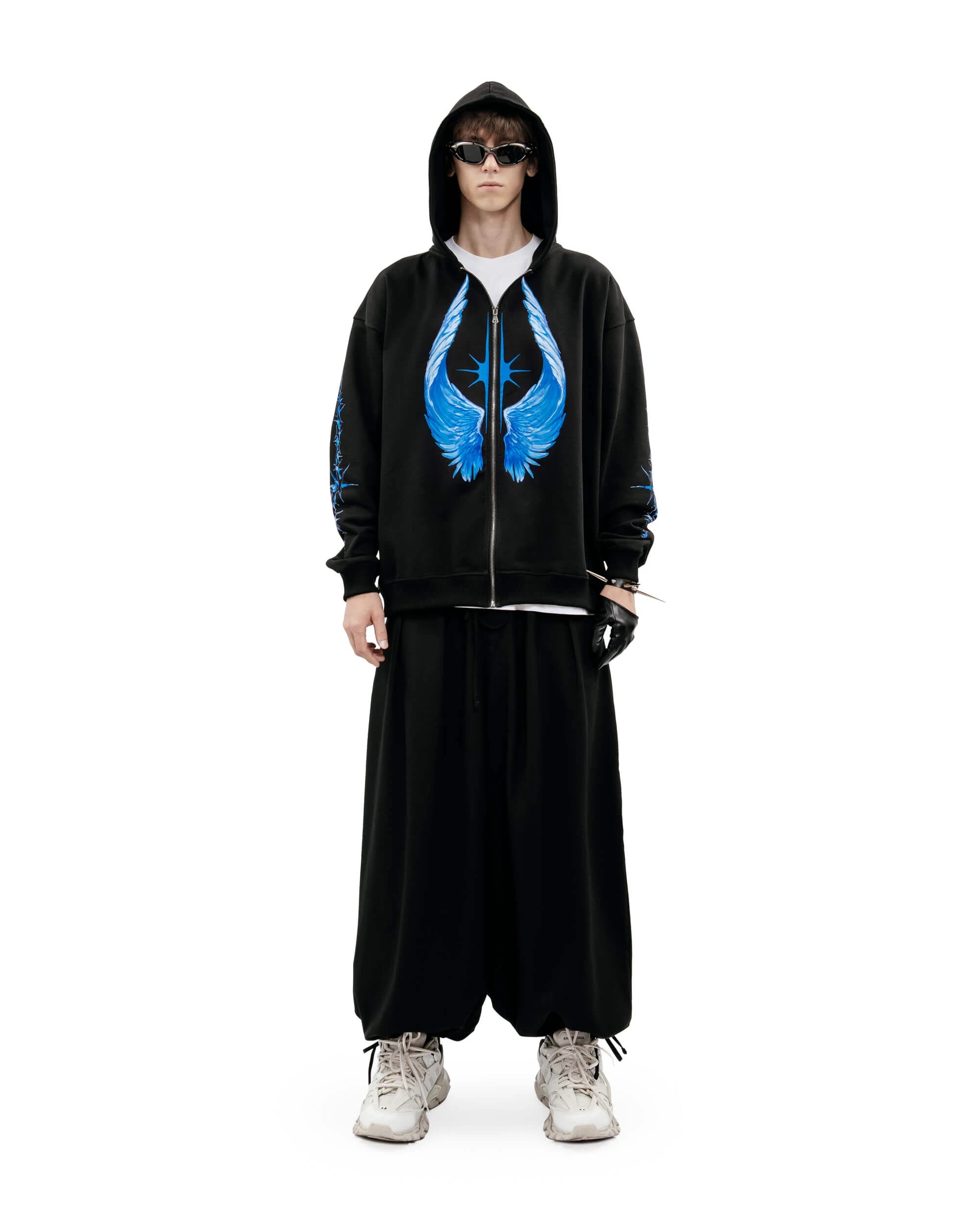 Hip Hop Zipper Men Hoodie Bright Side Graphic Zip Up Hooded Pullover Sweatshirts Winter Streetwear Jacket Y2K Coat Clothing Goth