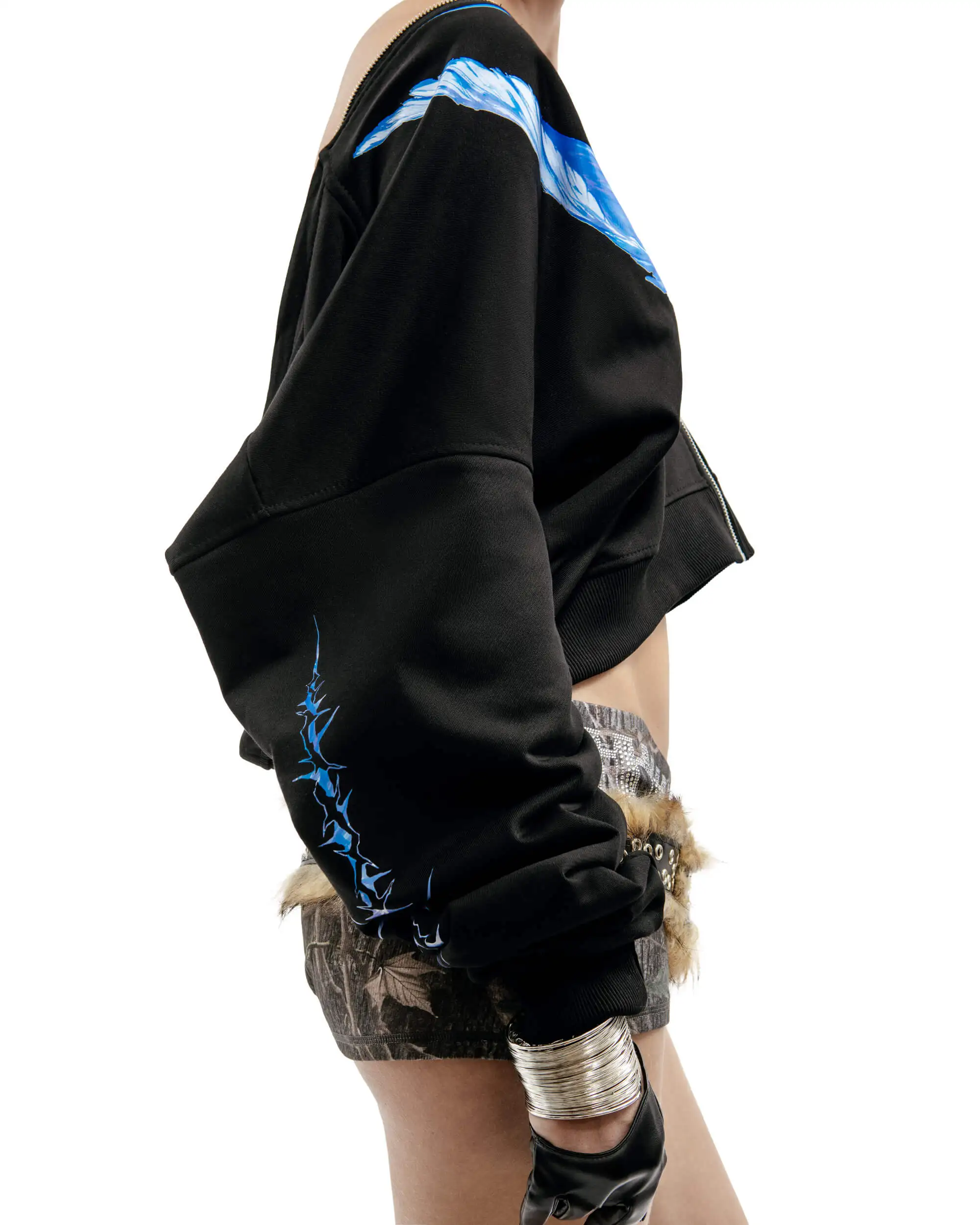 Hip Hop Zipper Men Hoodie Bright Side Graphic Zip Up Hooded Pullover Sweatshirts Winter Streetwear Jacket Y2K Coat Clothing Goth