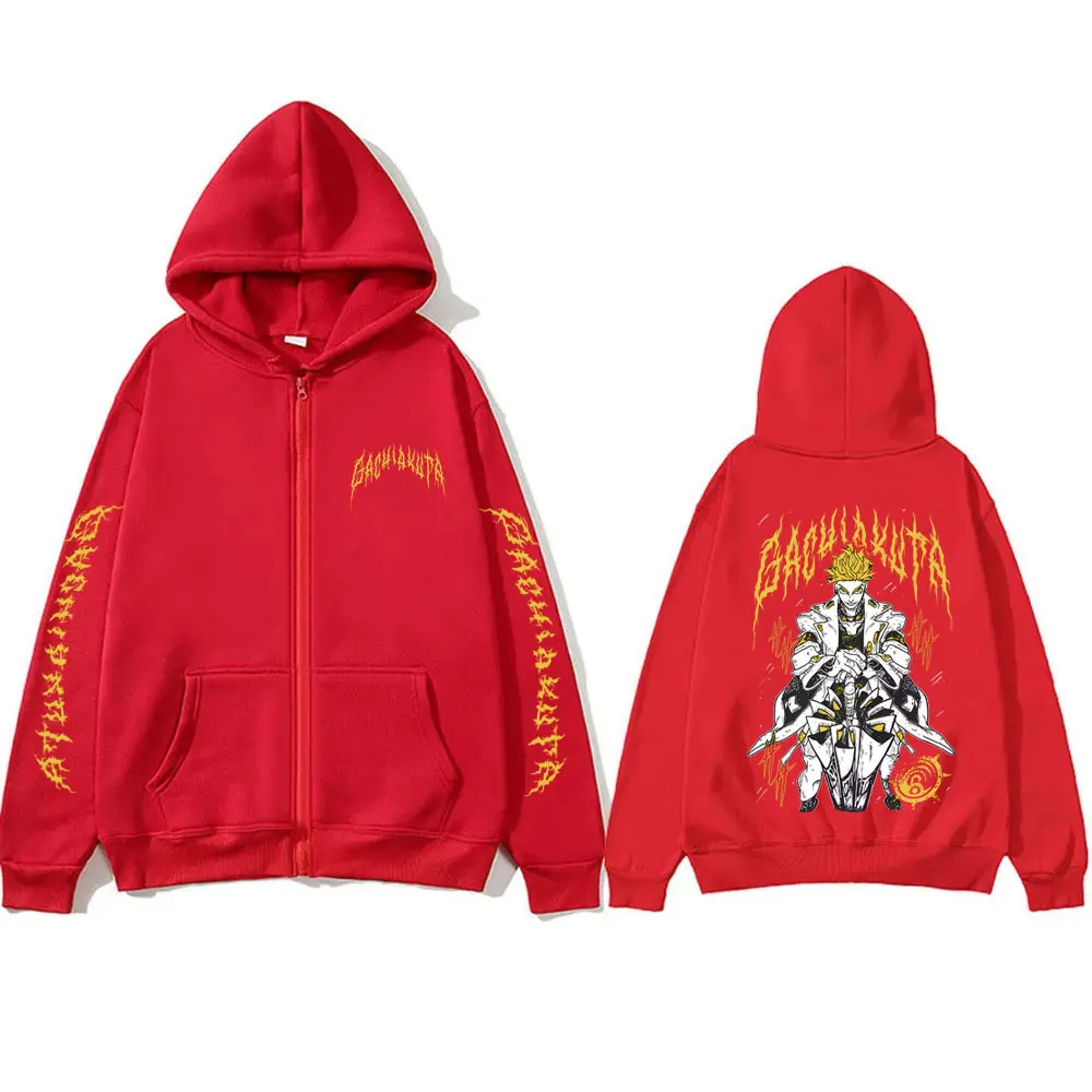 Anime Gachiakuta Enjin Merch Zipper Hoodie Men Women Casual Oversized Zip Up Jacket Male Cartoon Manga Cosplay Zip Up Sweatshirt