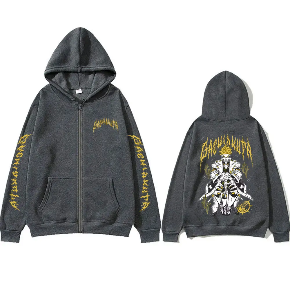 Anime Gachiakuta Enjin Merch Zipper Hoodie Men Women Casual Oversized Zip Up Jacket Male Cartoon Manga Cosplay Zip Up Sweatshirt