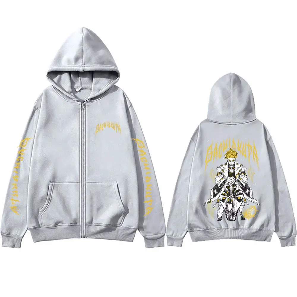 Anime Gachiakuta Enjin Merch Zipper Hoodie Men Women Casual Oversized Zip Up Jacket Male Cartoon Manga Cosplay Zip Up Sweatshirt