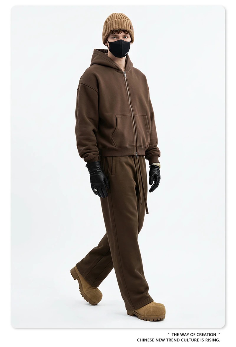 ZODF Fashion Winter 345gsm Boxy Fleece Zipper Hoodie For Men Unisex Cusual Loose Fit Warm Hooded Coat Outwears HY1178