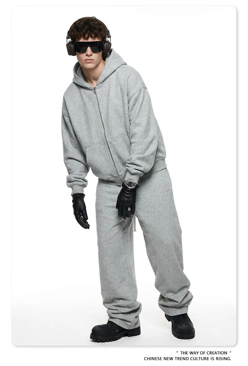 ZODF Fashion Winter 345gsm Boxy Fleece Zipper Hoodie For Men Unisex Cusual Loose Fit Warm Hooded Coat Outwears HY1178
