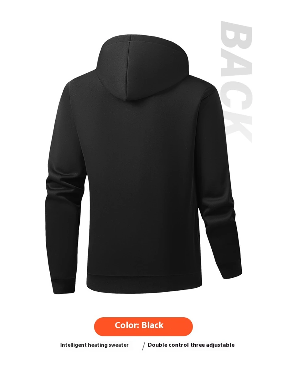 USB Heating Hoodie Jacket Men Zipper Hoodie Autumn Winter Warm 17 Zones Electric Heated Hoodies Jackets Male