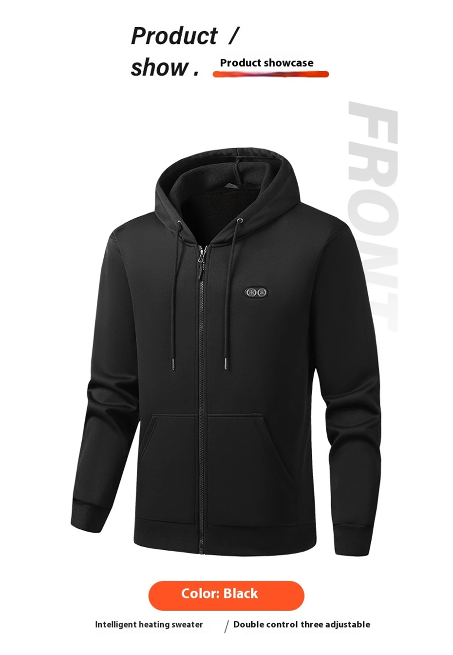 USB Heating Hoodie Jacket Men Zipper Hoodie Autumn Winter Warm 17 Zones Electric Heated Hoodies Jackets Male