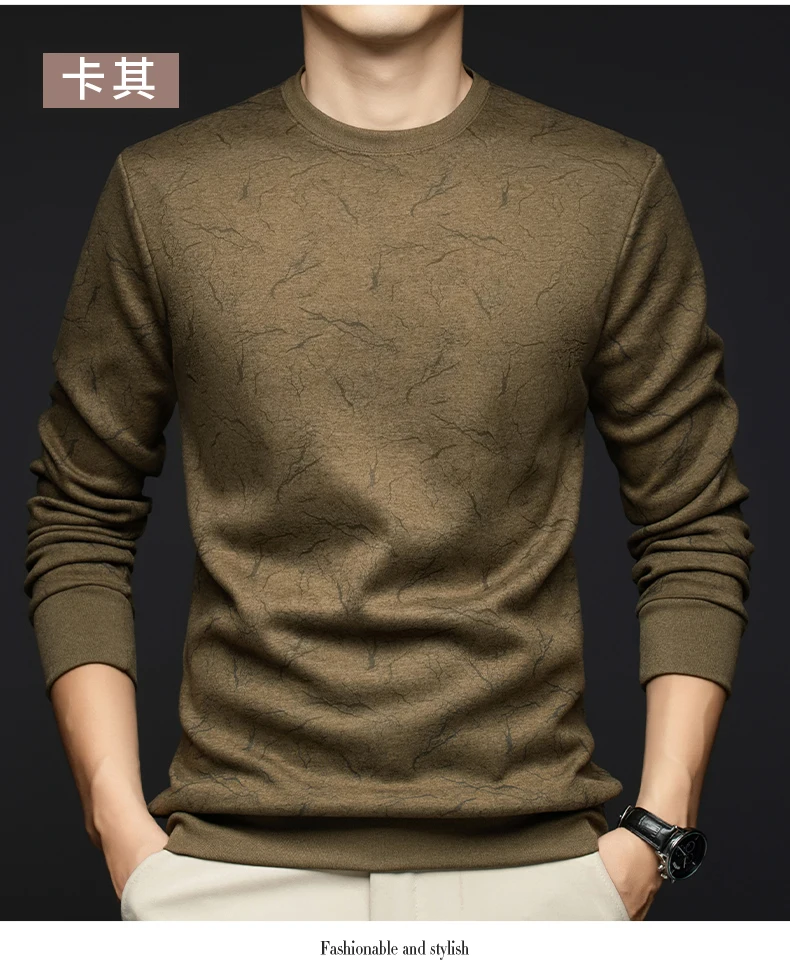 Top Grade Wool+Mulberry Silk New Brand Casual Fashion Street Crewneck Pullover Velvet Hoodies Sweatshirts Men's Clothing