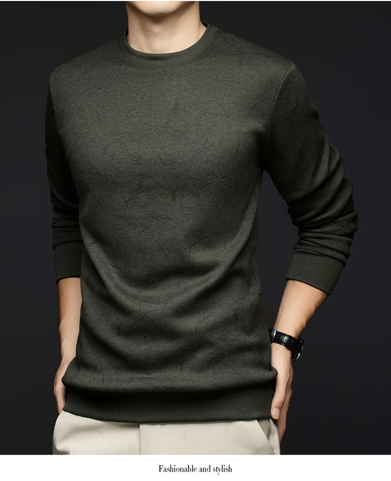 Top Grade Wool+Mulberry Silk New Brand Casual Fashion Street Crewneck Pullover Velvet Hoodies Sweatshirts Men's Clothing