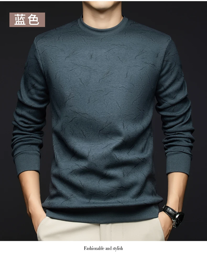 Top Grade Wool+Mulberry Silk New Brand Casual Fashion Street Crewneck Pullover Velvet Hoodies Sweatshirts Men's Clothing
