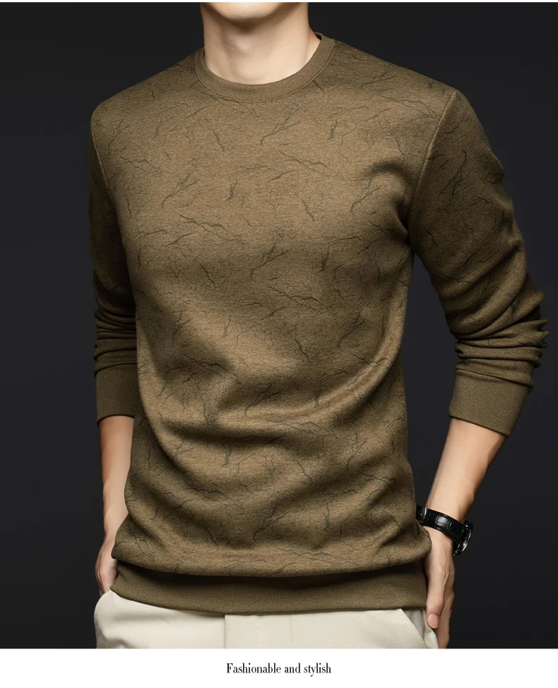 Top Grade Wool+Mulberry Silk New Brand Casual Fashion Street Crewneck Pullover Velvet Hoodies Sweatshirts Men's Clothing