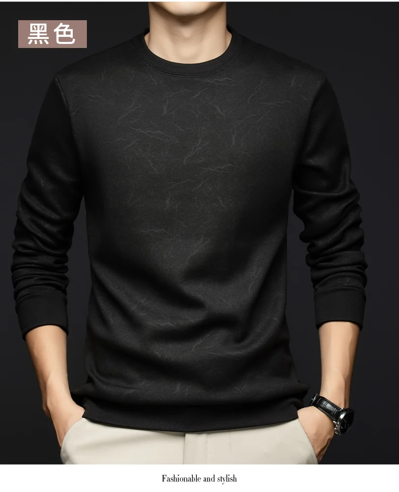 Top Grade Wool+Mulberry Silk New Brand Casual Fashion Street Crewneck Pullover Velvet Hoodies Sweatshirts Men's Clothing