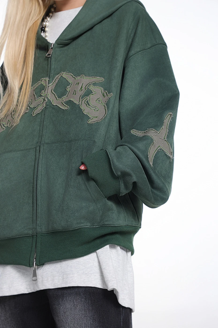 Vintage Suede Hoodies Patchwork Loose Hooded Hoodies Jacket Streetwear Harajuku Hip Hop Oversized Hoodie Sweatshirts