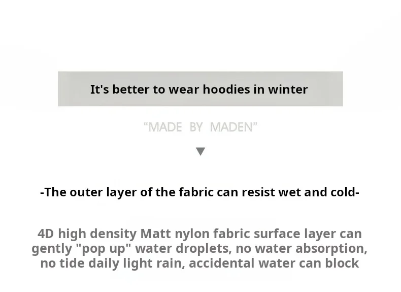 Maden Men's Big Pocket Hoodie Plush Lined Water Resistant Pullover Drop Shoulder Gather Sleeve Winter Coat for Casual Commuting