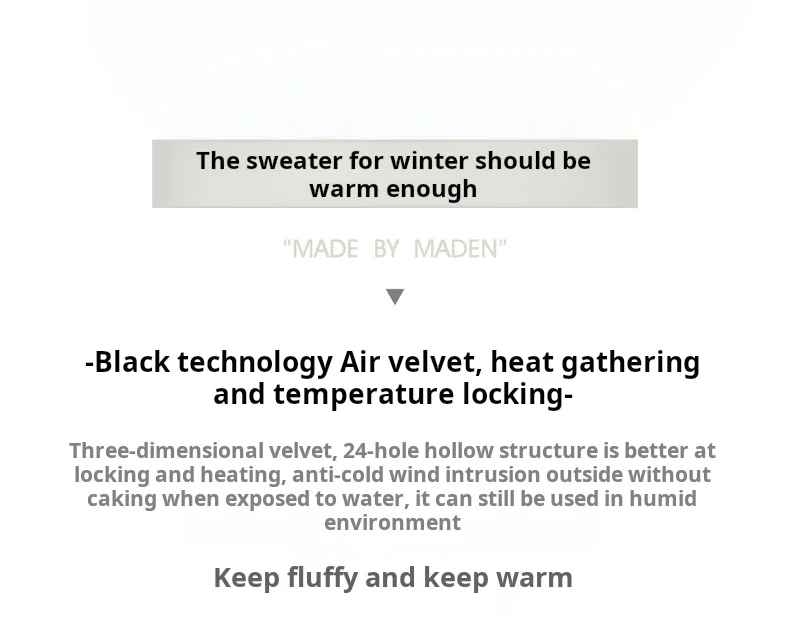 Maden Men's Big Pocket Hoodie Plush Lined Water Resistant Pullover Drop Shoulder Gather Sleeve Winter Coat for Casual Commuting