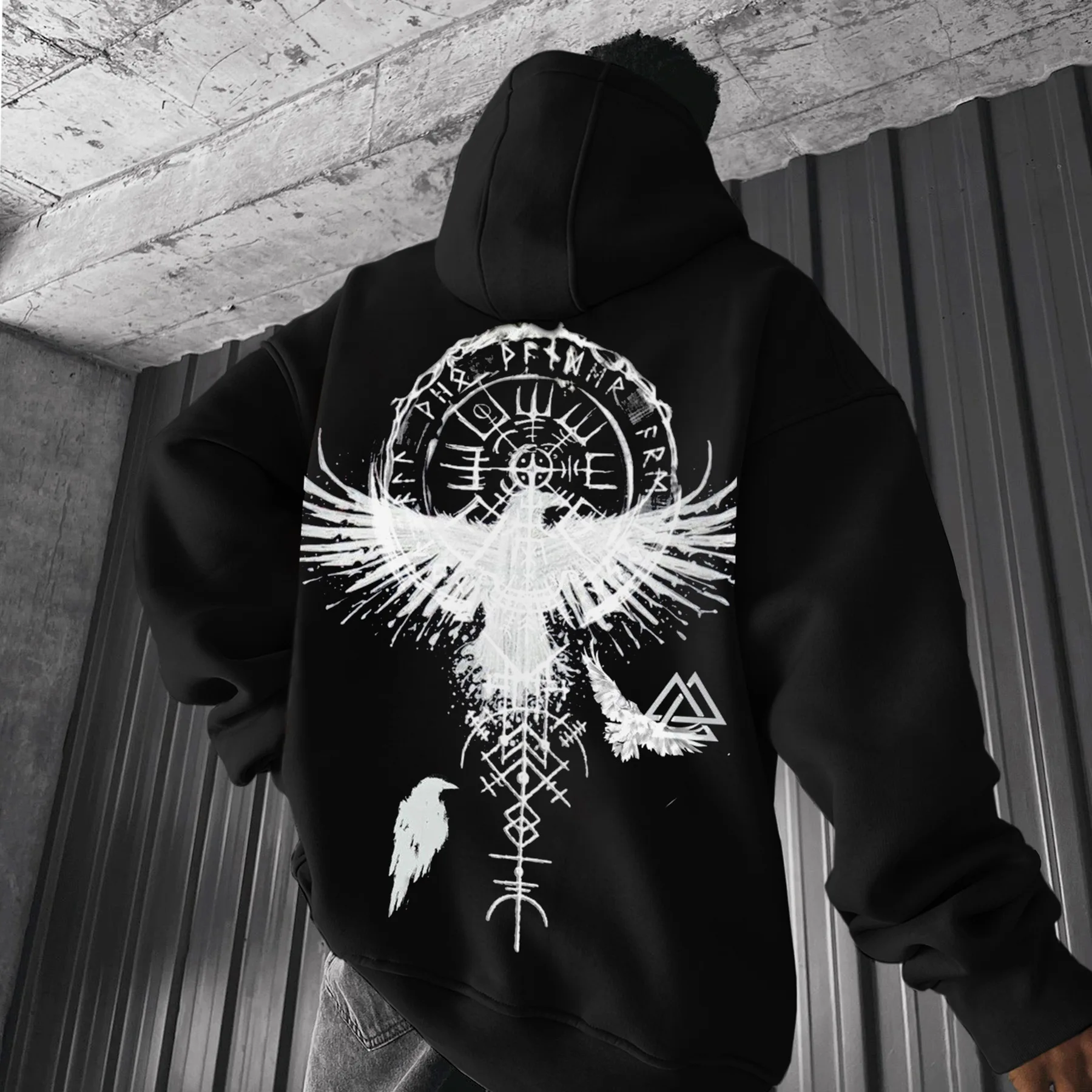 Autumn/Winter Men's Fleece Hoodie Evil Blood Super Size Casual Hoodie Street Hip-hop Personality Printed SportsHoodie Sweatshirt