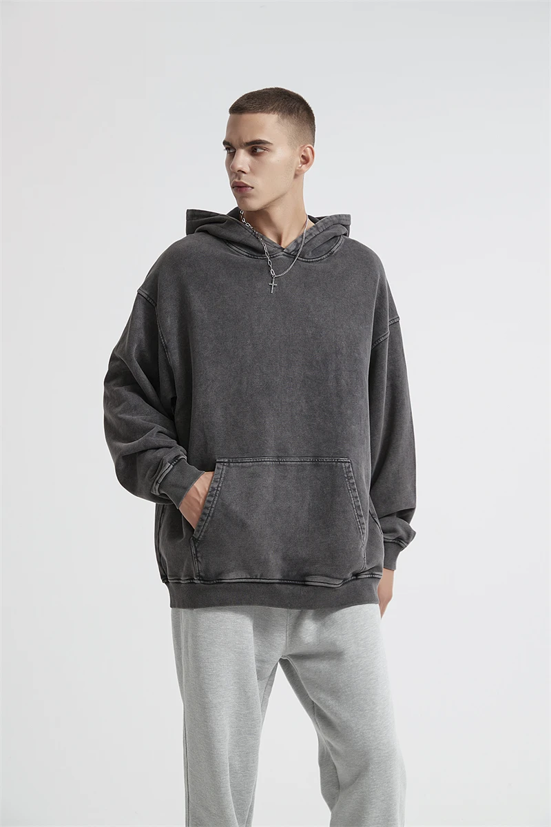 ZODF New Autumn Winter Men 420gsm Hoodies Streetwears High Street Heavy Weight Washed Cotton Sweatshirts Brand Tracksuit HY0307