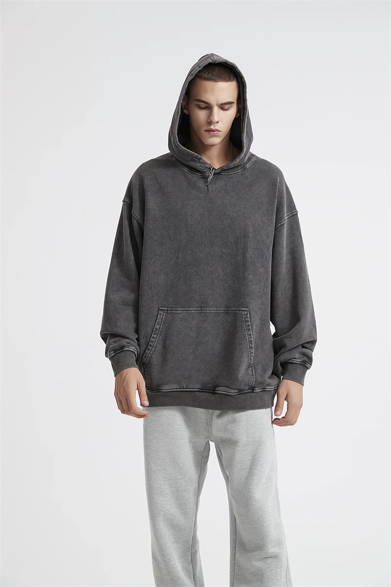 ZODF New Autumn Winter Men 420gsm Hoodies Streetwears High Street Heavy Weight Washed Cotton Sweatshirts Brand Tracksuit HY0307