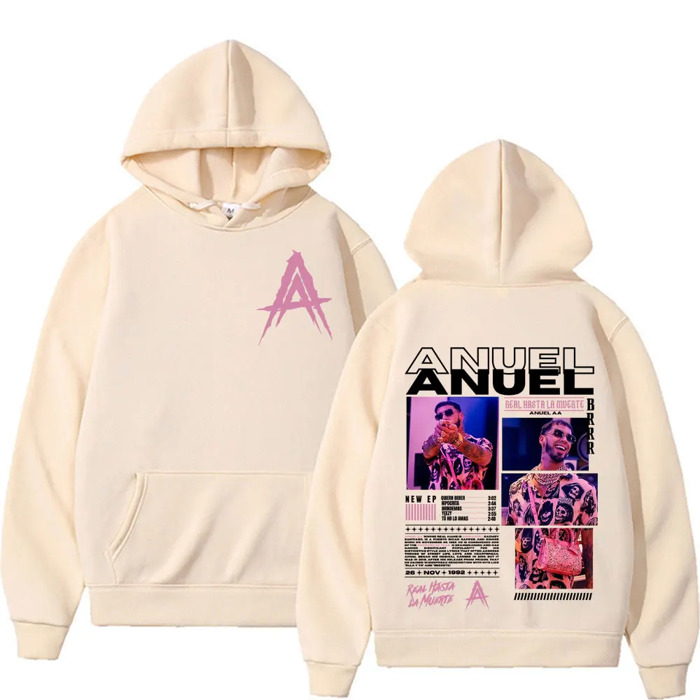 Rapper Anuel AA Real Hasta La Muerte Album Tour Hoodie Streetwear Men Women Vintage Hip Hop Pop Music Hoodies Casual Sweatshirts