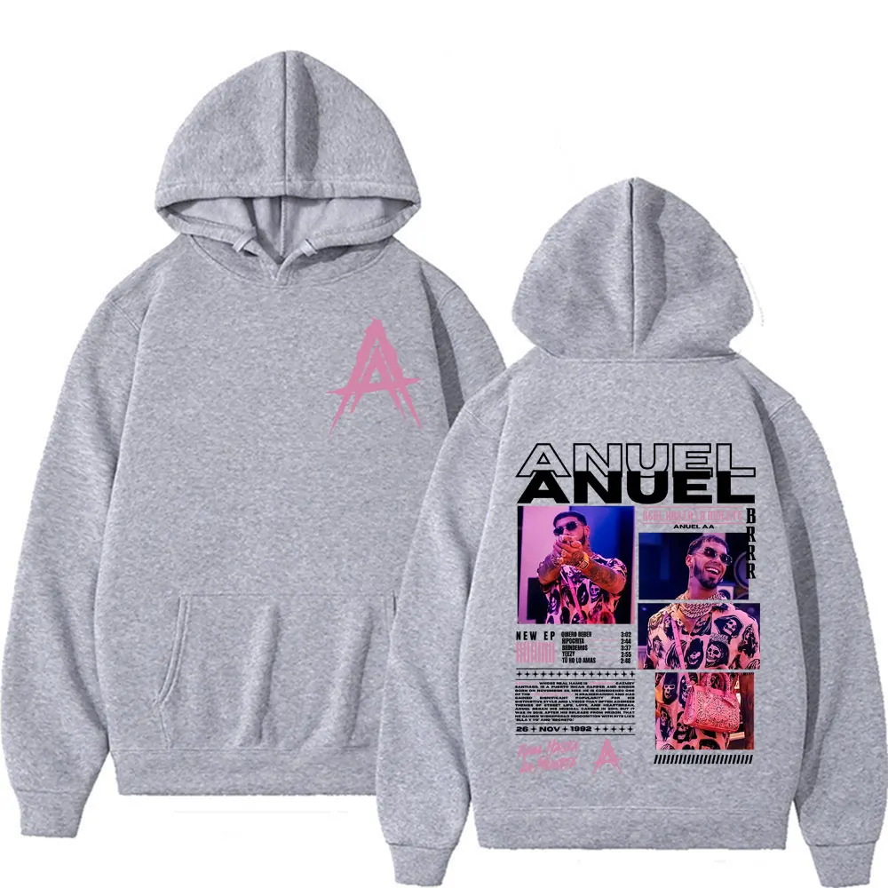 Rapper Anuel AA Real Hasta La Muerte Album Tour Hoodie Streetwear Men Women Vintage Hip Hop Pop Music Hoodies Casual Sweatshirts