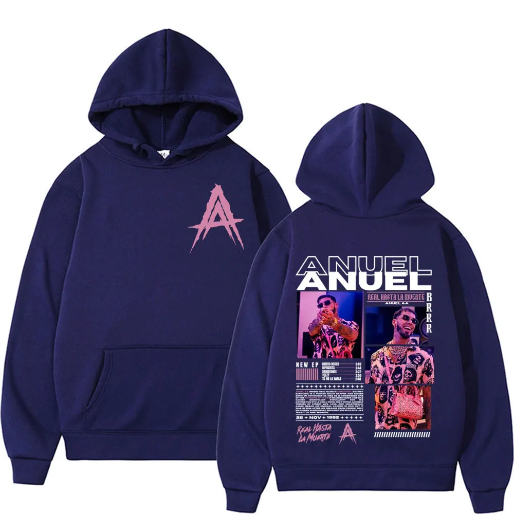 Rapper Anuel AA Real Hasta La Muerte Album Tour Hoodie Streetwear Men Women Vintage Hip Hop Pop Music Hoodies Casual Sweatshirts
