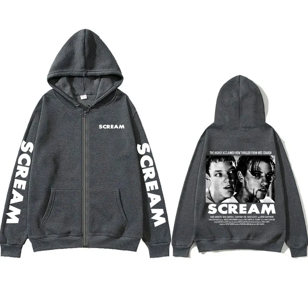 Horror Movie Scream Billy Loomis Zipper Hoodie Men Women Casual Vintage Zip Up Jacket Men's Fashion Oversized Zip Up Sweatshirt