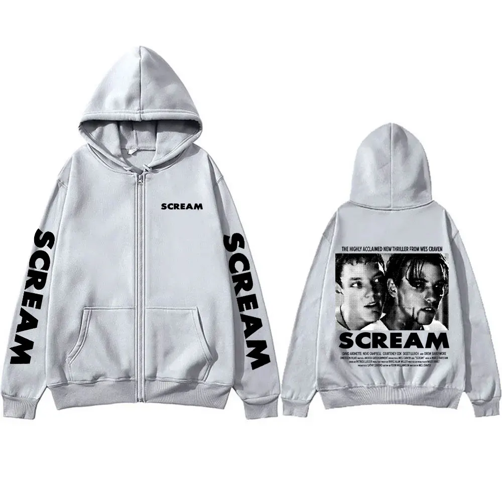Horror Movie Scream Billy Loomis Zipper Hoodie Men Women Casual Vintage Zip Up Jacket Men's Fashion Oversized Zip Up Sweatshirt