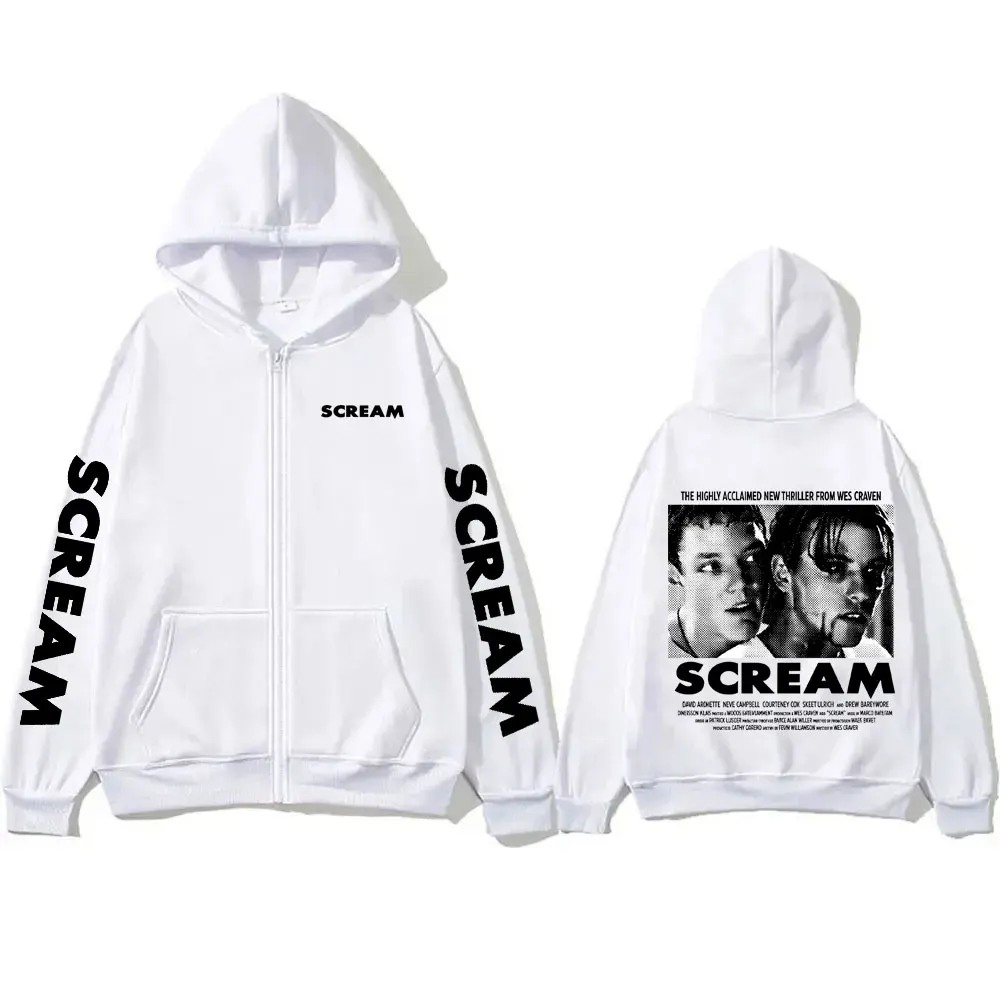Horror Movie Scream Billy Loomis Zipper Hoodie Men Women Casual Vintage Zip Up Jacket Men's Fashion Oversized Zip Up Sweatshirt